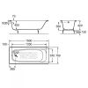 Чавунна ванна Roca Continental 150x70 A21291300R + опора A150412330