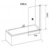Шторка для ванны Ravak CVS1-80 R 7QR40C00Z1 Полир. аллюм.+Transparent