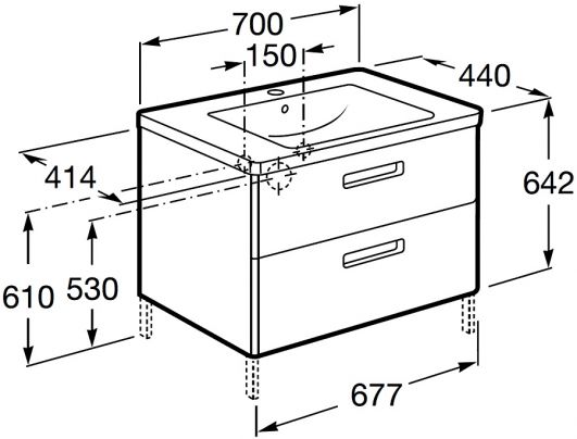 327471000 умывальник мебельный gap 70см бел